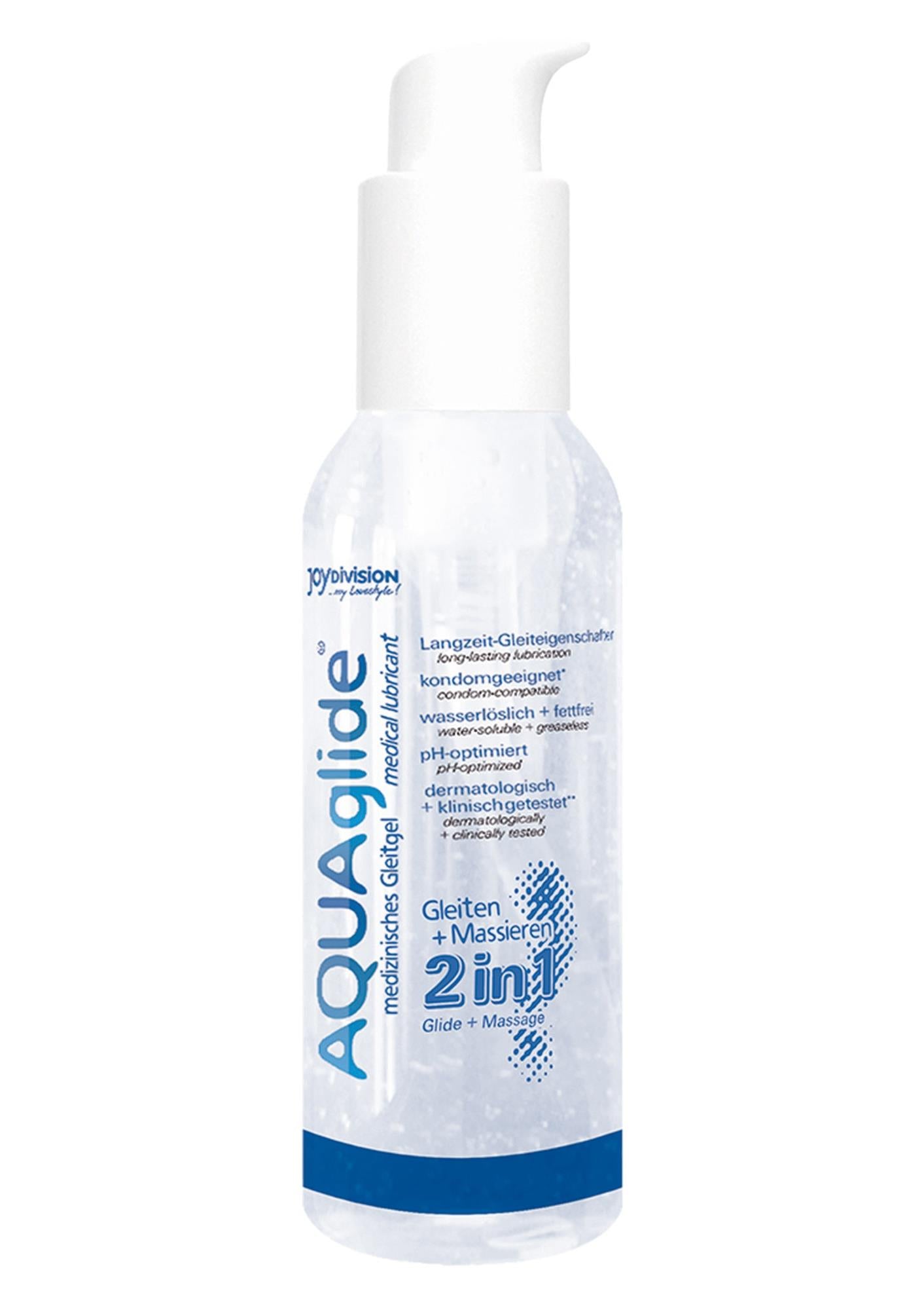 Gel lubrifiant AQUAglide 2 în 1, fără parfum, JoyDivision, 125 ml