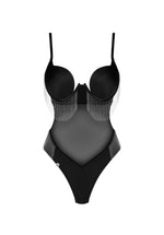 Body negru cu mărgele Milladis Obsessive XS/S