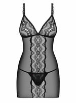 Tricou Lucita Obsessive din dantelă cu tanga negru L/XL