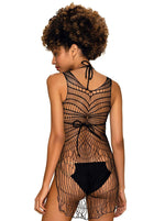 Rochie Obsessive D607 neagră cu țesătură geometrică, model O/S