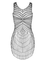 Rochie Obsessive D607 neagră cu țesătură geometrică, model O/S