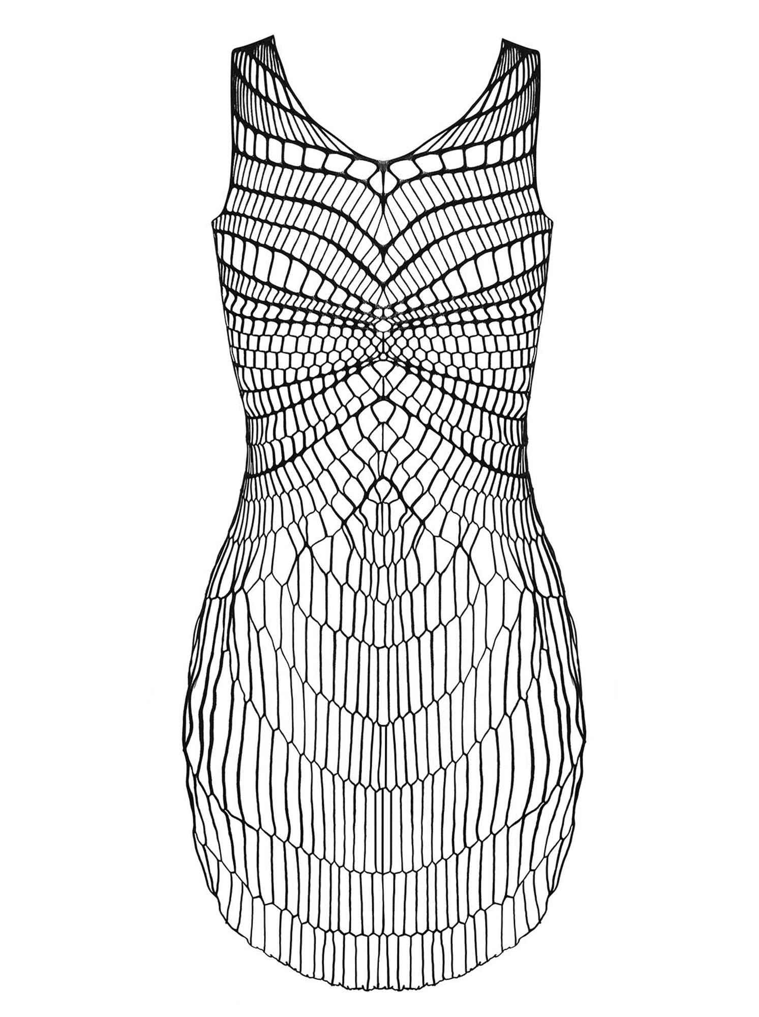 Rochie Obsessive D607 neagră cu țesătură geometrică, model O/S