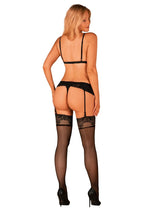 Set de trei piese Obsessive Maderris din dantelă, negru XL/2XL