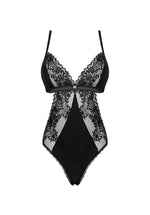 Body cu imprimeu din dantelă și plasă Maderris Obsessive, negru, XL/2XL