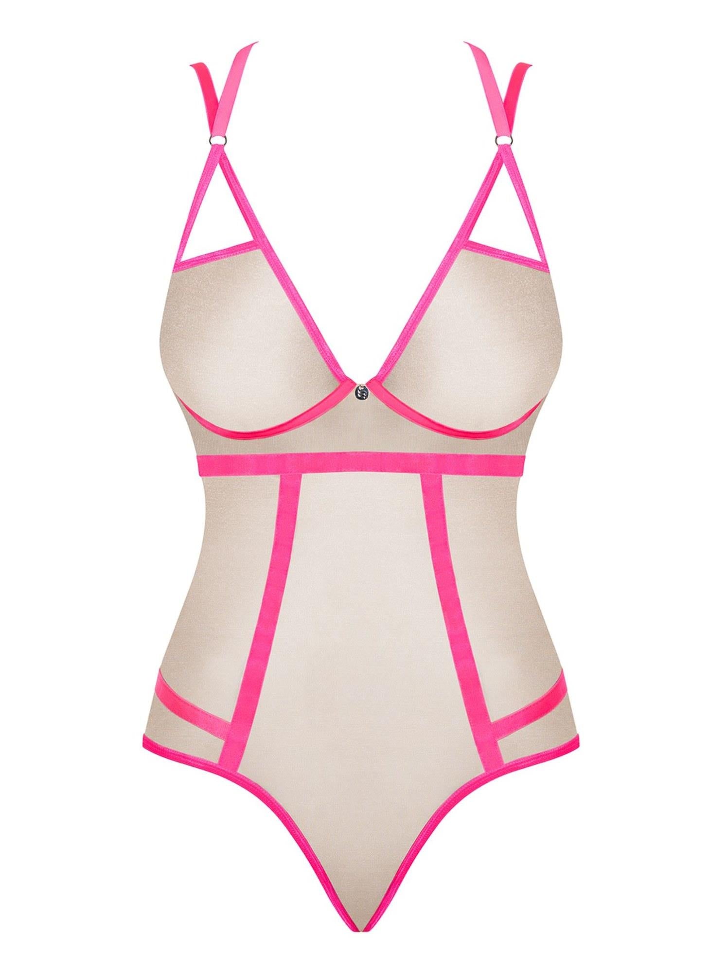 Body Obsessive Nudelia roz cu fir auriu L XL