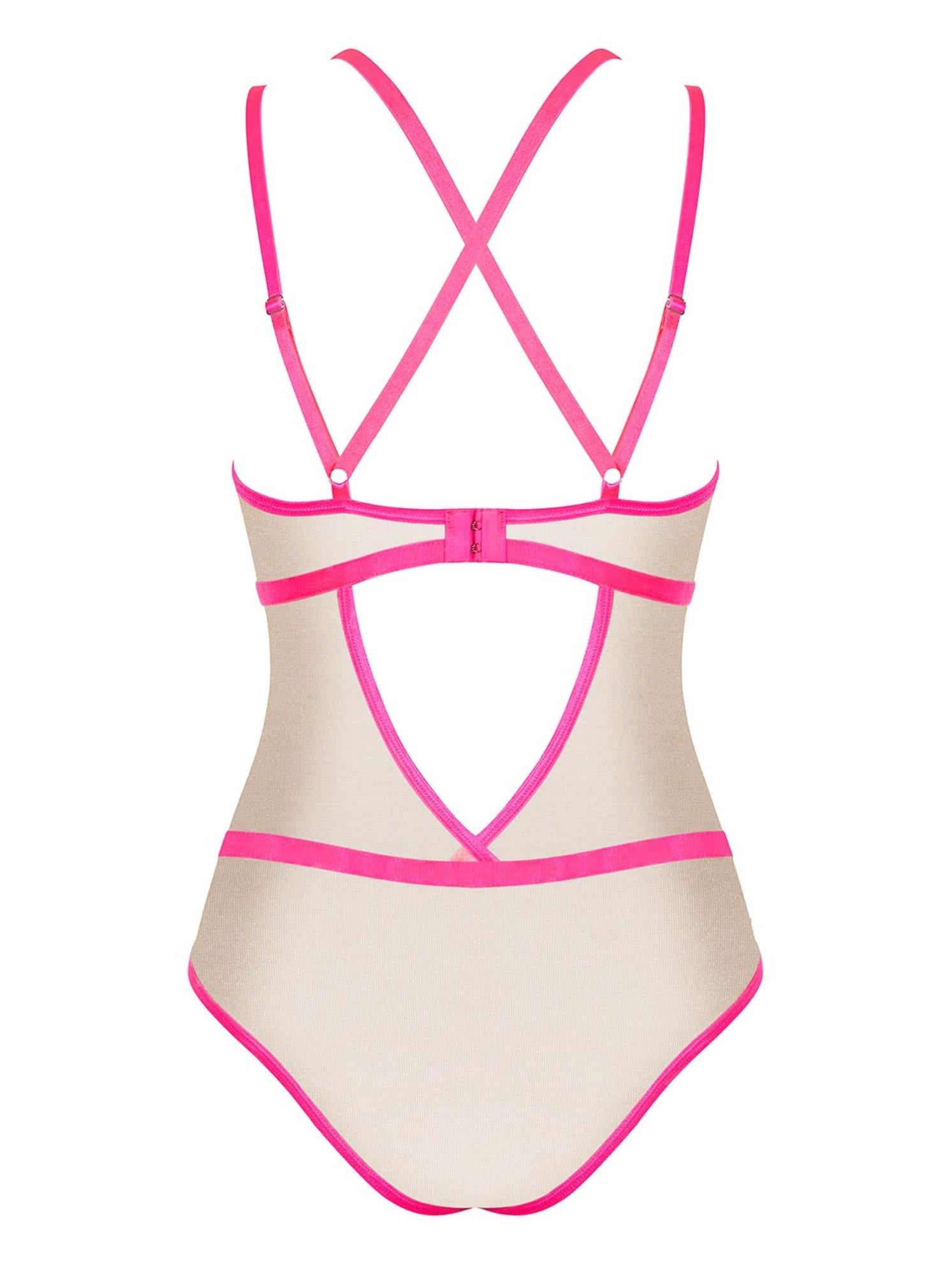 Body Obsessive Nudelia roz cu fir auriu L XL