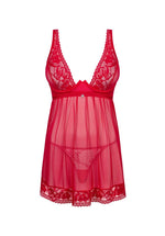 Lacelove Obsessive Babydoll XL 2XL cu tanga și dantelă roșie