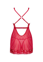 Lacelove Obsessive Babydoll XL 2XL cu tanga și dantelă roșie