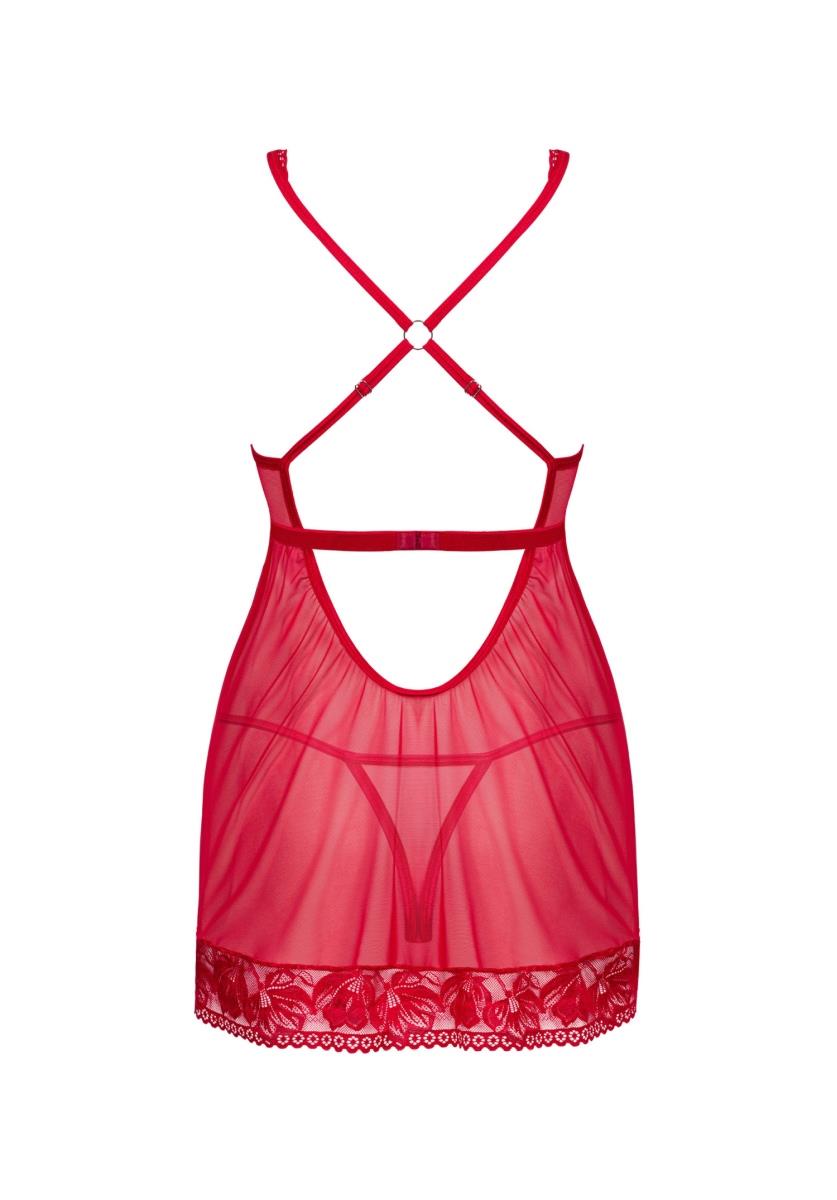 Lacelove Obsessive Babydoll XL 2XL cu tanga și dantelă roșie