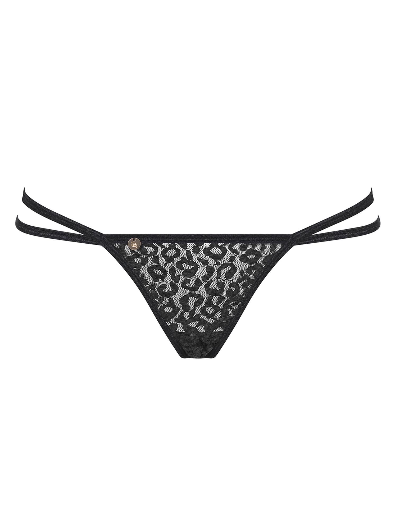 Tanga Pantheria din plasă cu lanț Obsessive negru L/XL