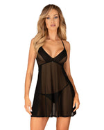 Babydoll și tanga Obsessive Latinesa, negru, M/L