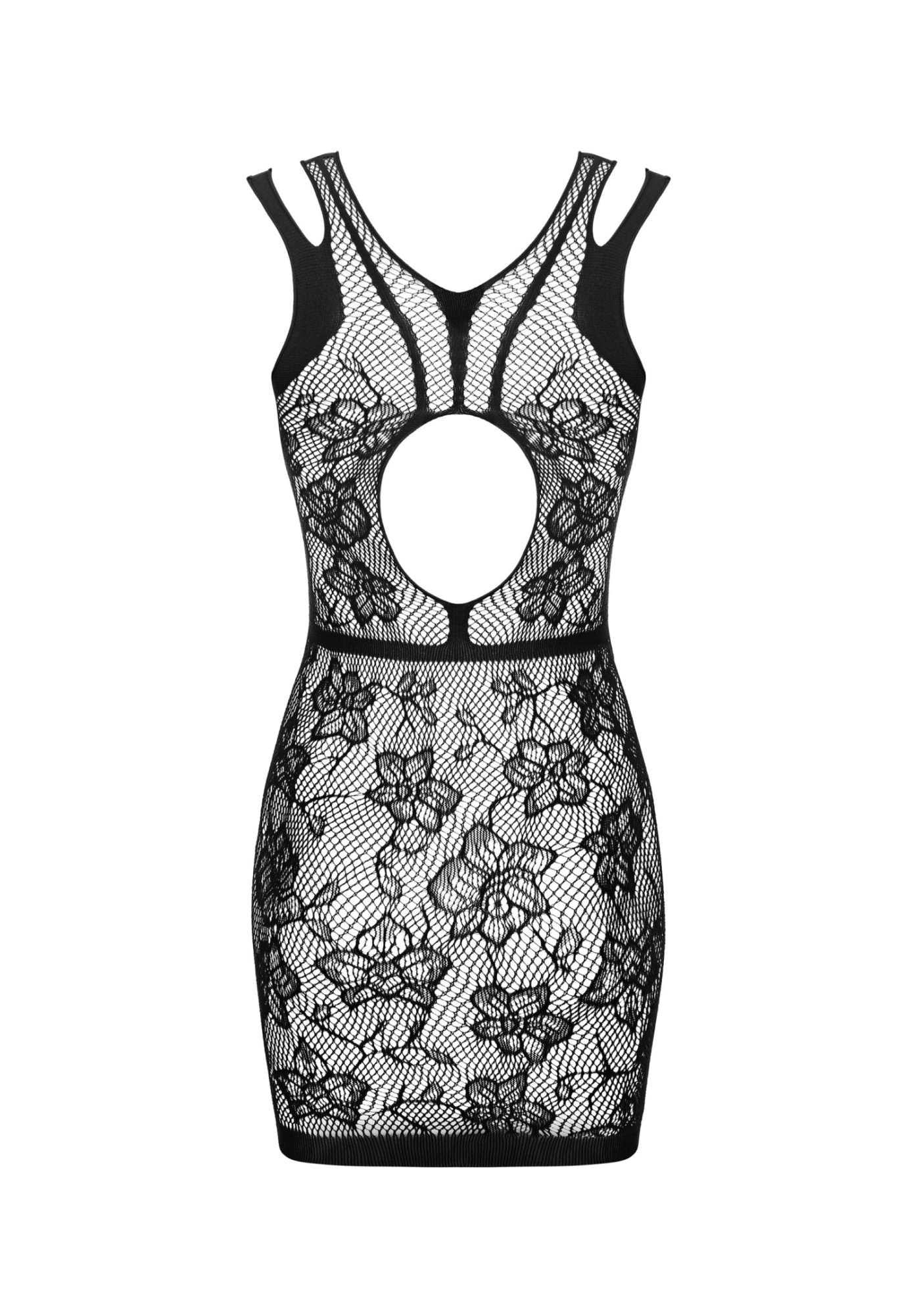Rochie mini Obsessive neagră din plasă S/M/L