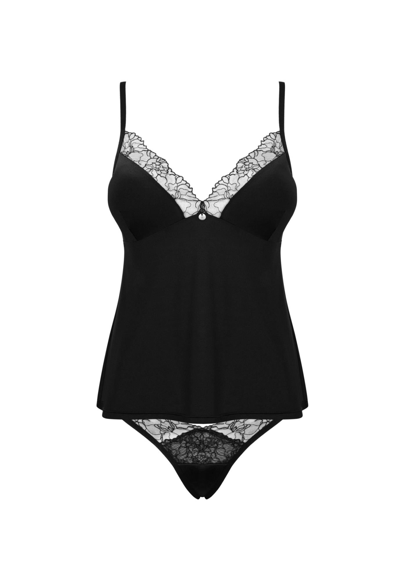 Set lenjerie intimă Obsessive Bella Rou negru M/L