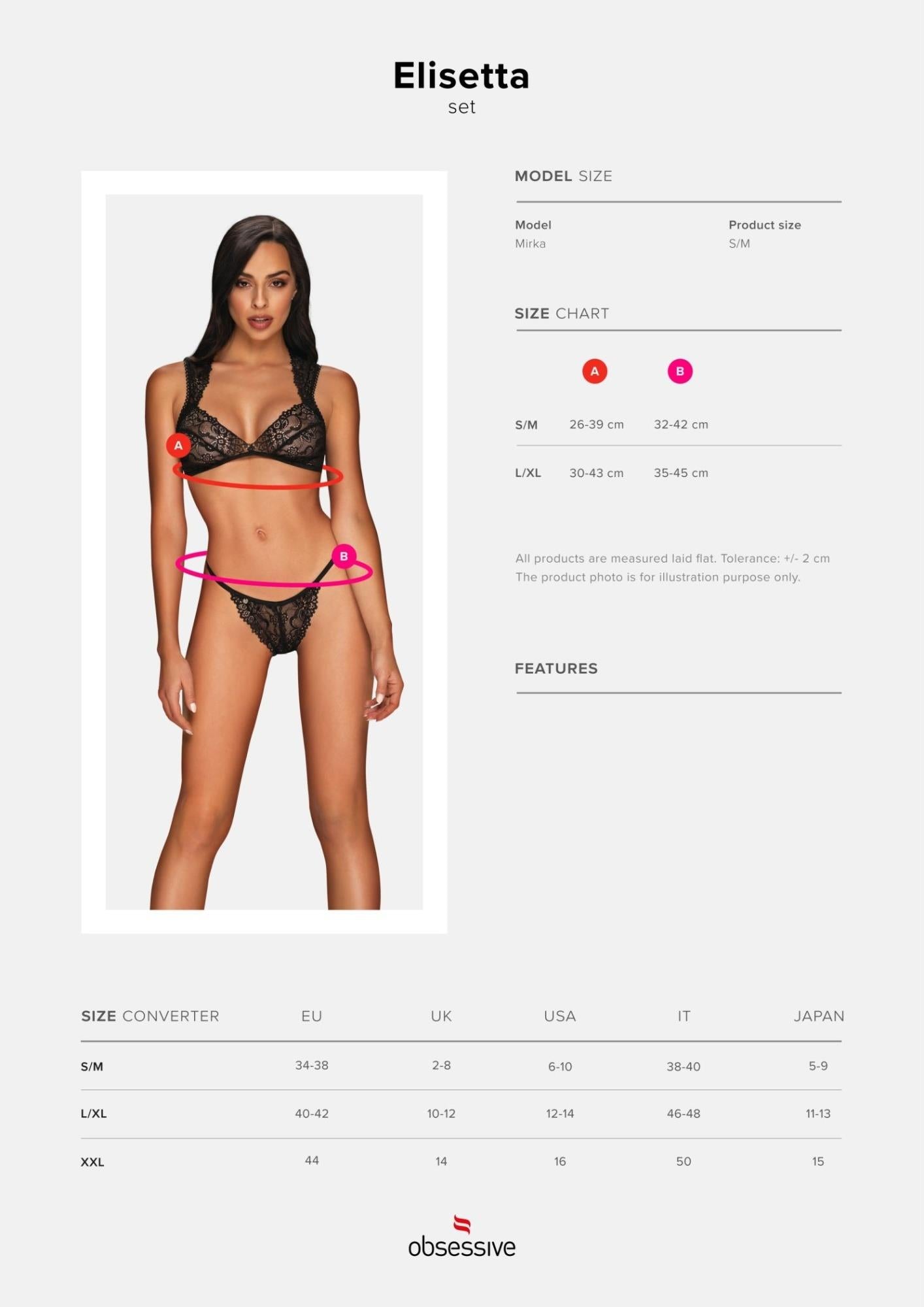 Set sexy din dantelă Elisetta Obsessive negru L/XL