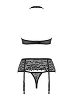 Set lenjerie erotică Obsessive din dantelă neagră S/M