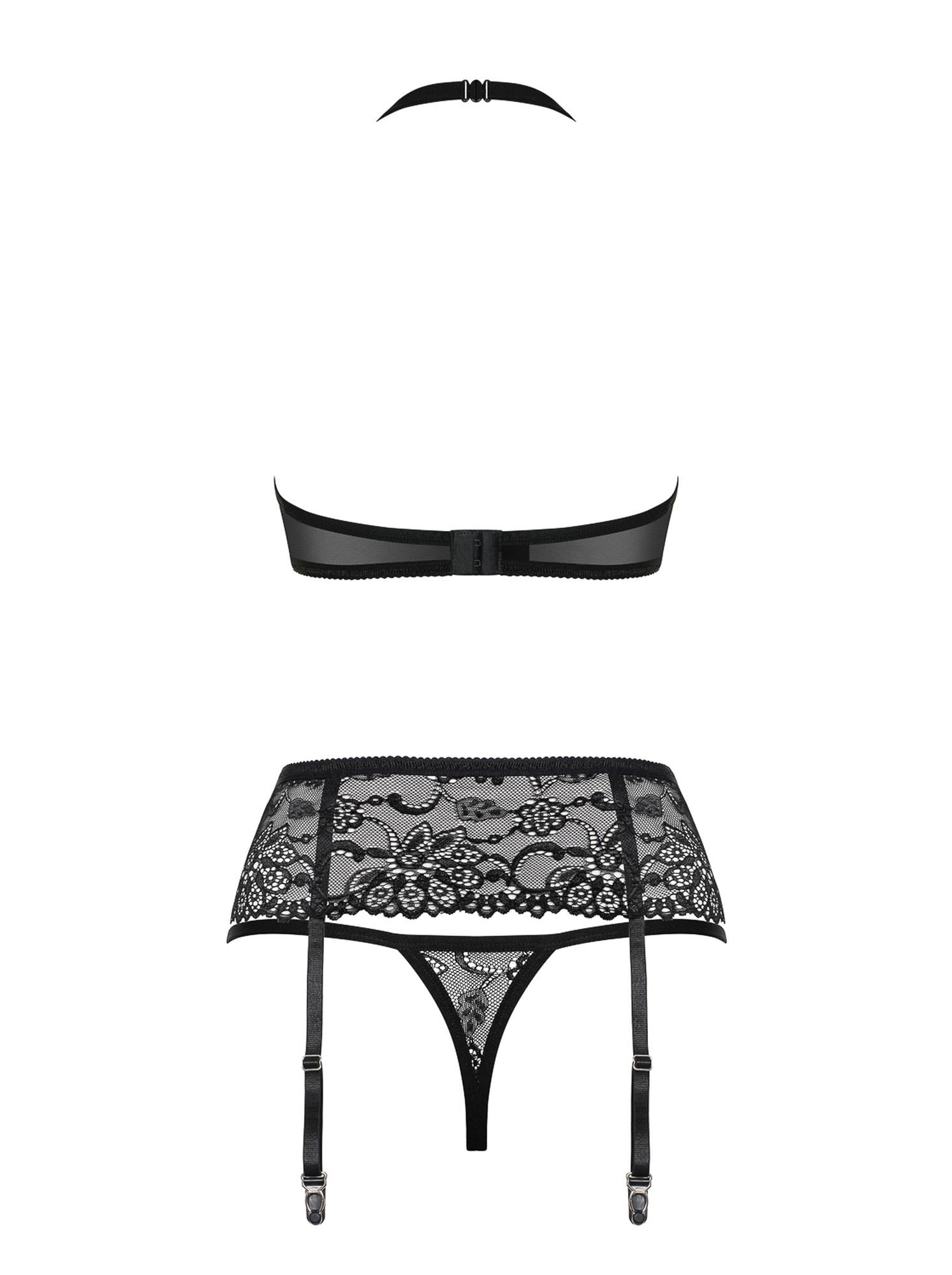 Set lenjerie erotică Obsessive din dantelă neagră S/M