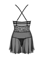Babydoll sexy din dantelă Obsessive cu tanga negru L/XL