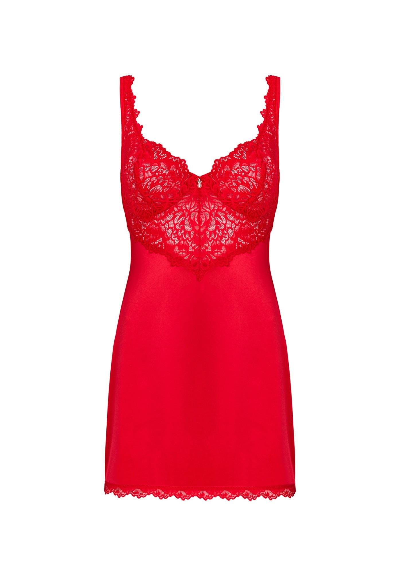 Camasă roșie din dantelă cu tanga Amor Cherris Obsessive S/M