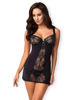 Heartina Obsessive Bluză și tanga din dantelă, negru, S/M