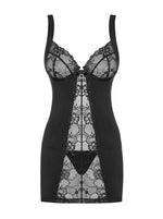 Heartina Obsessive Bluză și tanga din dantelă, negru, S/M