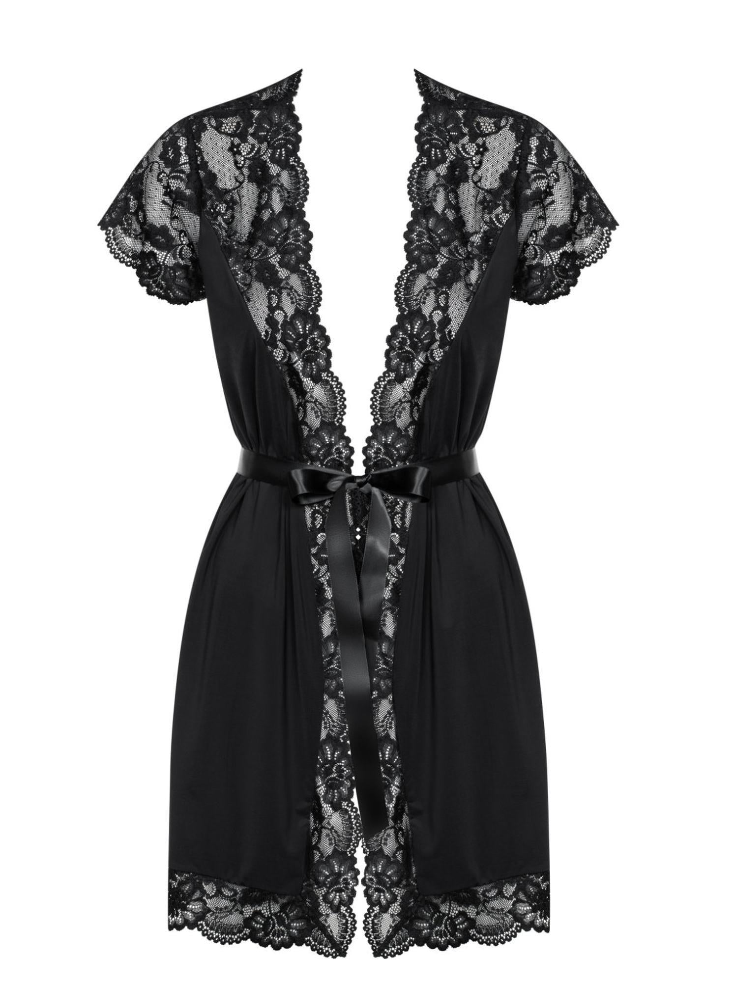 Halat de baie Obsessive 810 PEI negru S/M