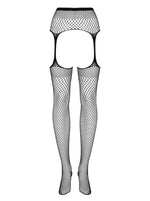 Ciorapi plasă Obsessive S815 cu portjartier, negri S/M/L