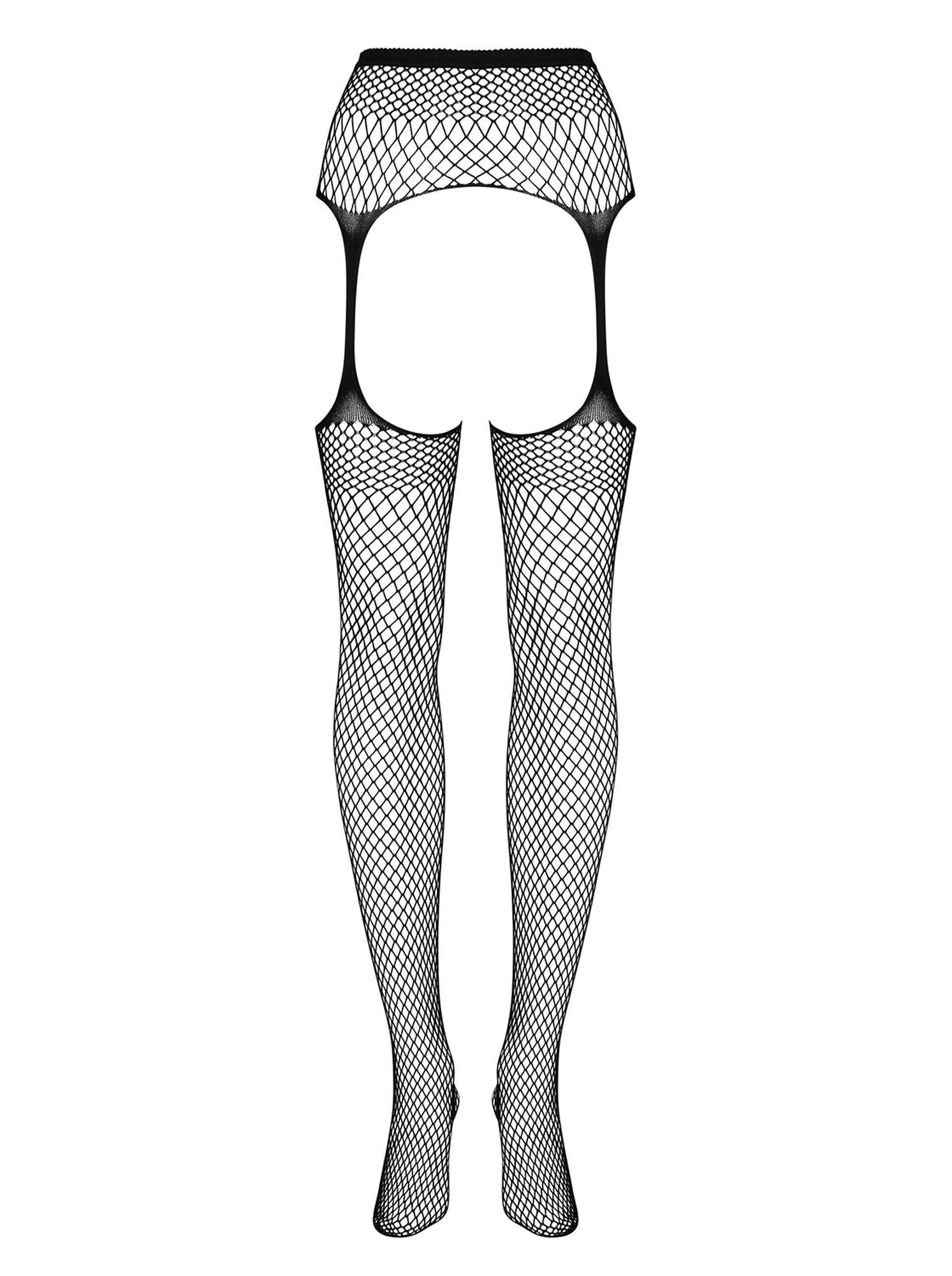 Ciorapi plasă Obsessive S815 cu portjartier, negri S/M/L