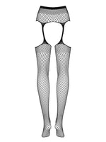 Ciorapi plasă Obsessive S815 cu portjartier, negri S/M/L