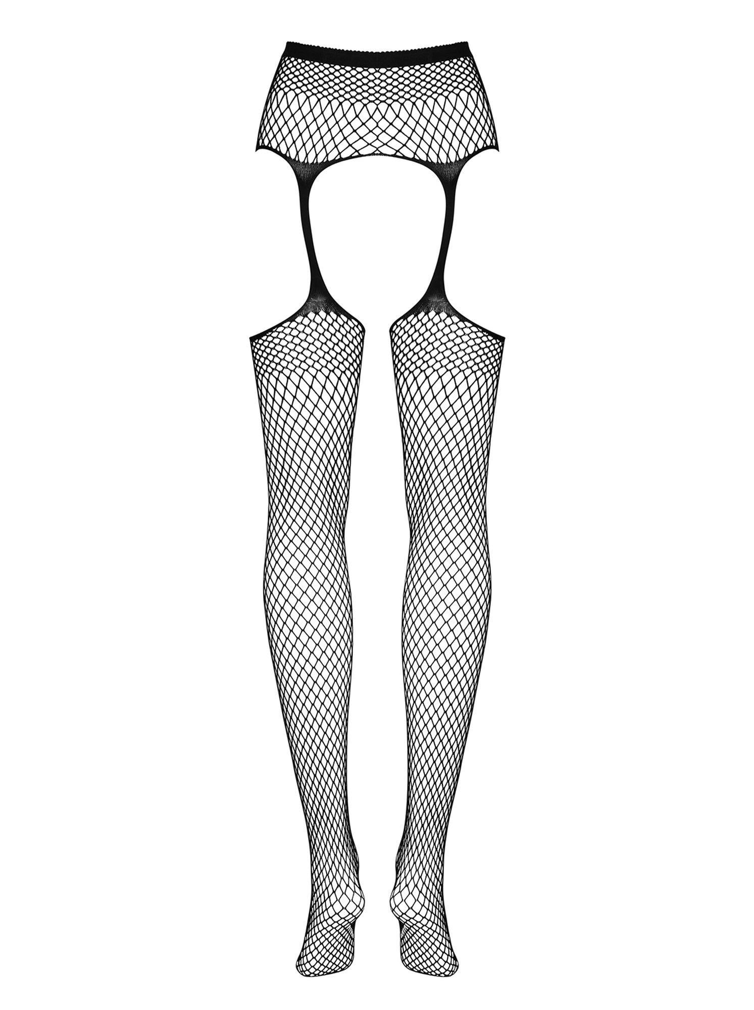 Ciorapi plasă Obsessive S815 cu portjartier, negri S/M/L