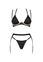 Set de lenjerie intimă Selinne Obsessive din trei piese, negru, XL/2XL