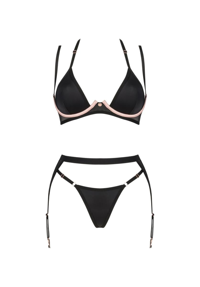 Set de lenjerie intimă Selinne Obsessive din trei piese, negru, XL/2XL