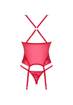 Corset și tanga Lacelove Obsessive, roșu, M/L