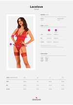 Corset și tanga Lacelove Obsessive, roșu, M/L