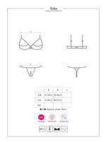 Set lenjerie intimă Obsessive Tulia cu dantelă deschisă, negru, S/M