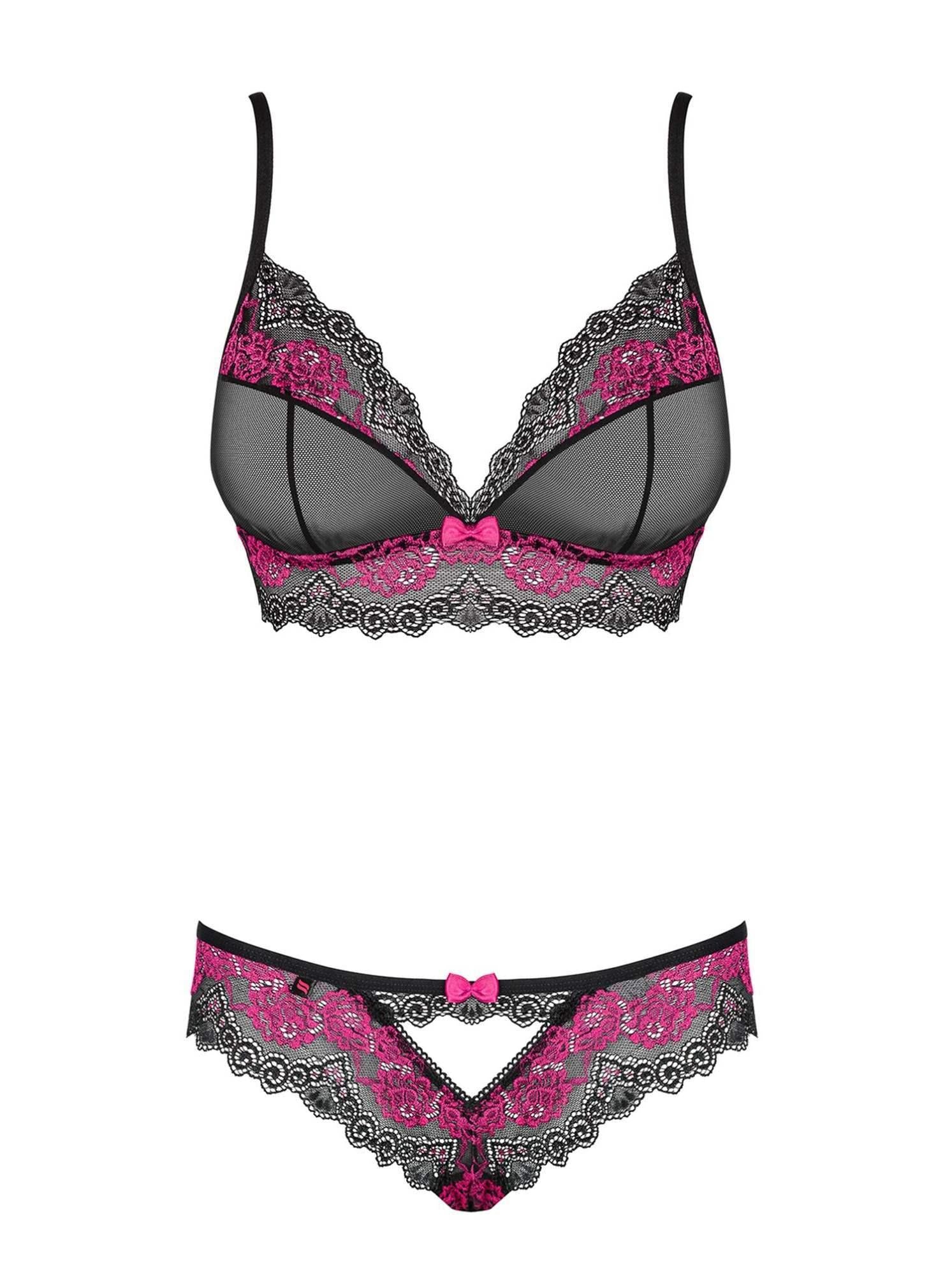Set lenjerie intimă Tulia Obsessive din dantelă negru S/M