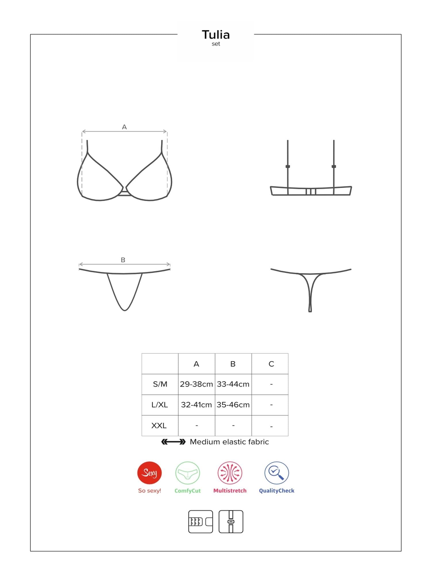 Set lenjerie intimă Tulia Obsessive din dantelă negru S/M