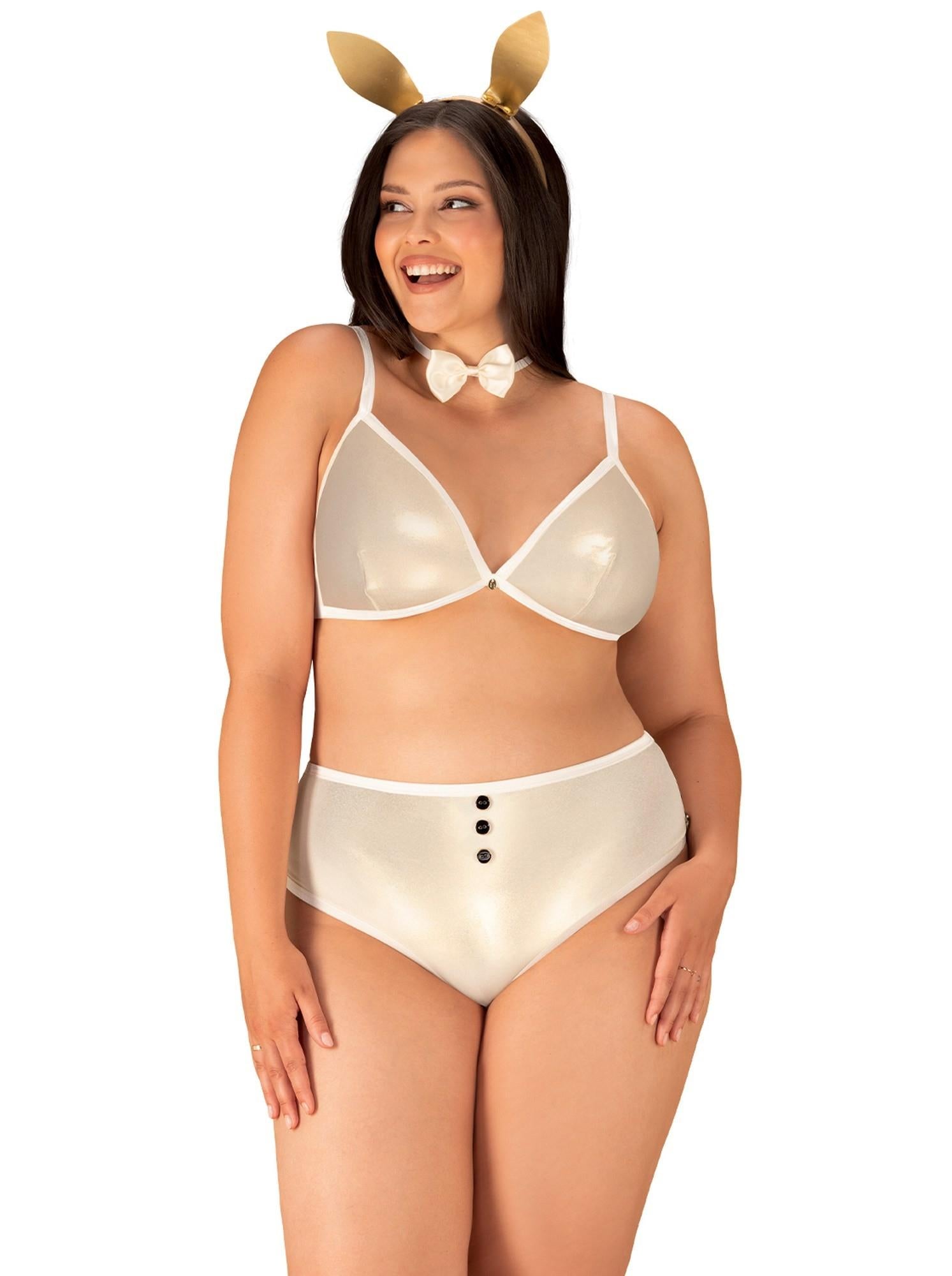 Costum Neo Goldes Obsessive cu urechi de iepuraș, auriu, 2XL/3XL