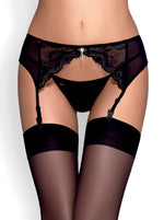 Portjartier cu tanga Charms din dantelă Obsessive Negru L/XL