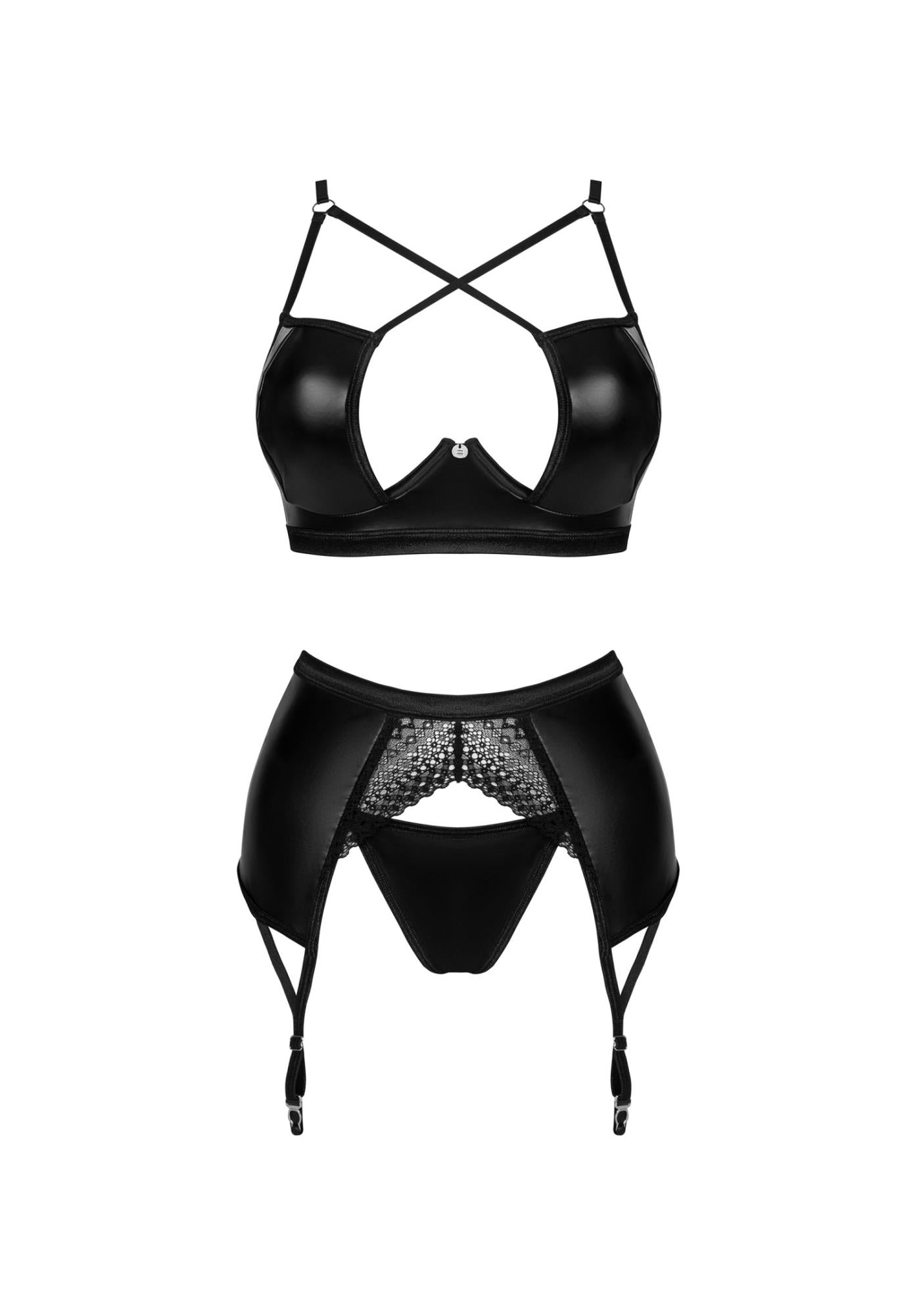 Set de lenjerie intimă Norides Obsessive din 3 piese, negru M/L