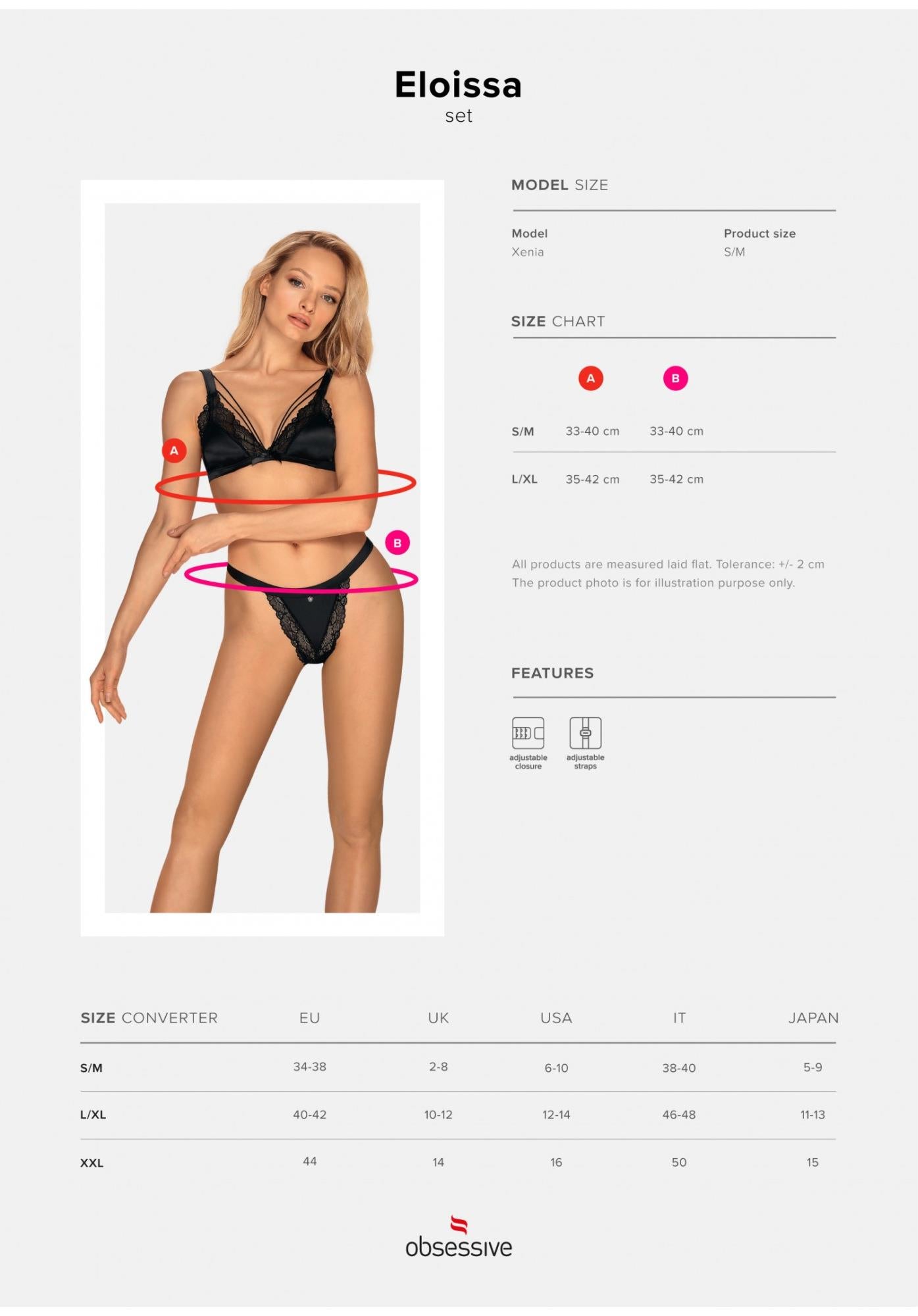 Set lenjerie intimă din satin Eloissa Obsessive L/XL