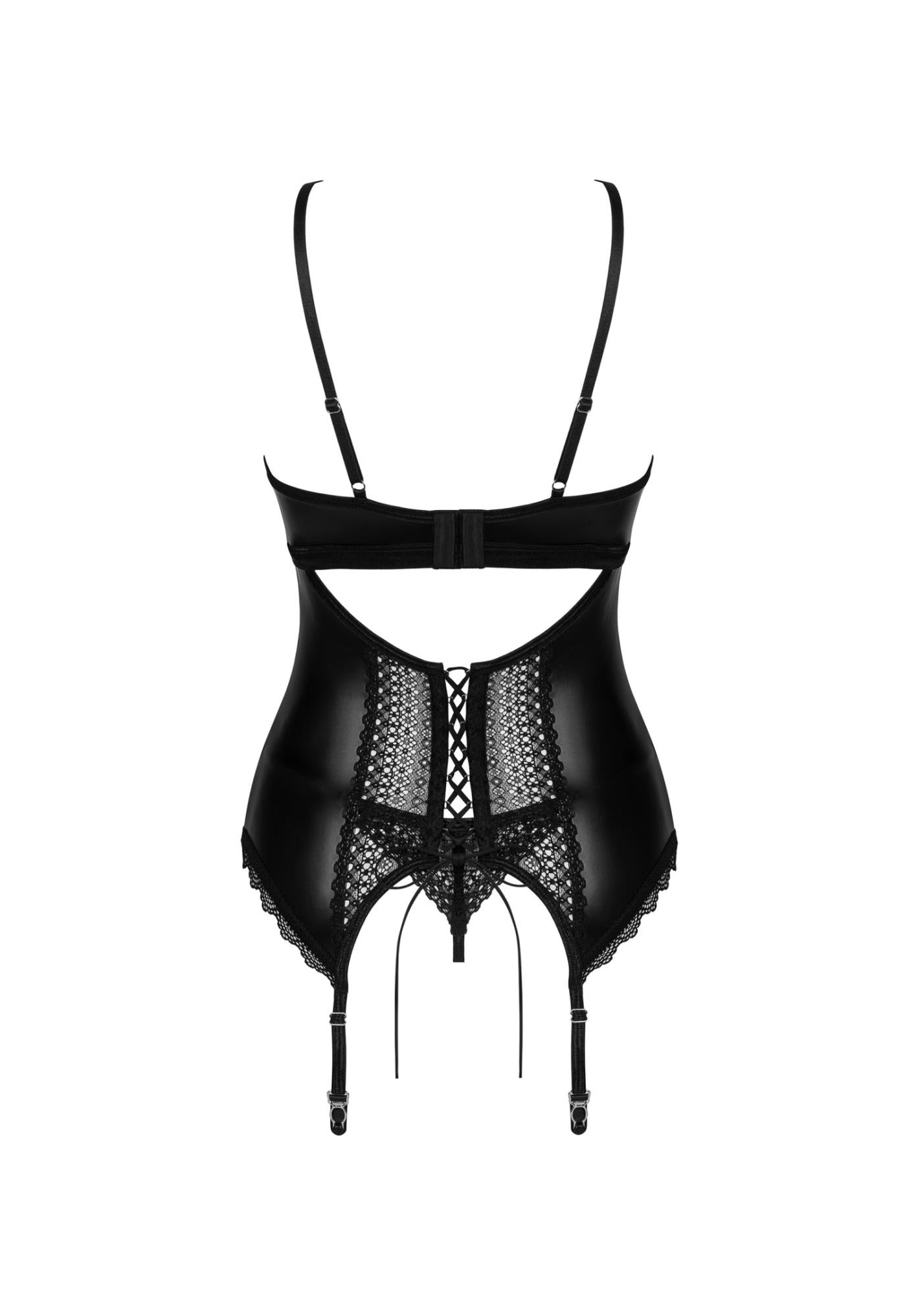 Corset și tanga Norides Obsessive negru XL/2XL