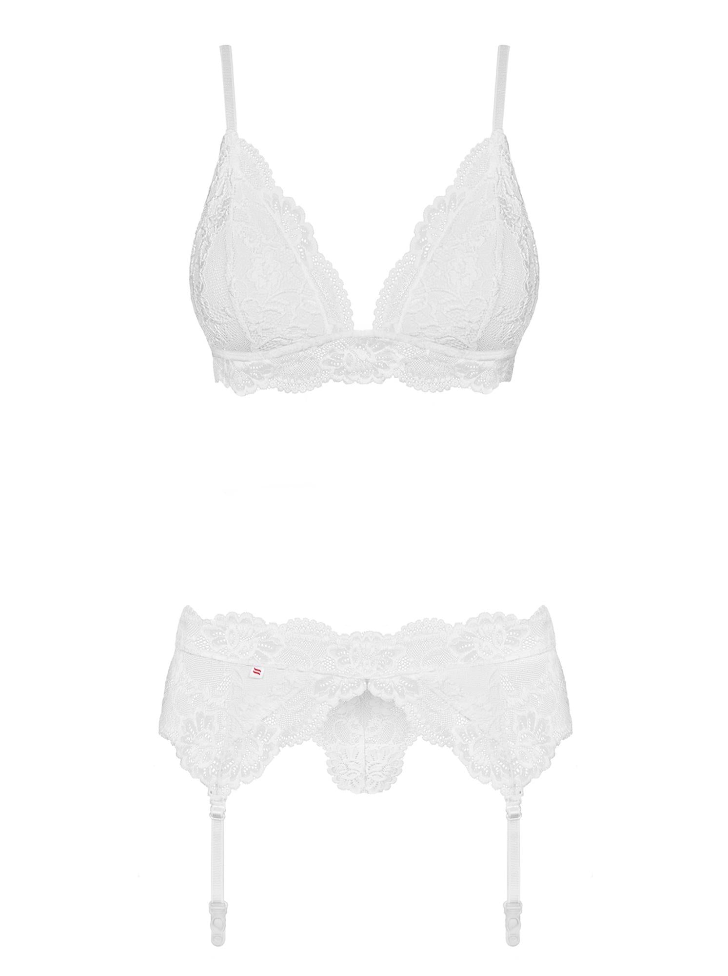 Set lenjerie intimă Obsessive 810 SEG albă cu curea S/M