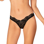 Obsessive Bellastia tanga cu dantelă deschisă negru XL/2XL