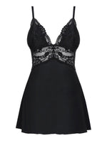 Babydoll Obsessive din dantelă cu tanga negru S/M