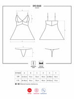 Babydoll Obsessive din dantelă cu tanga negru S/M