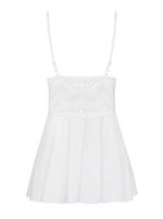 Babydoll Obsessive din dantelă albă cu tanga S/M
