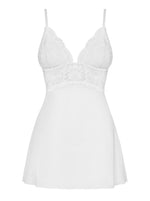 Babydoll Obsessive din dantelă albă cu tanga S/M