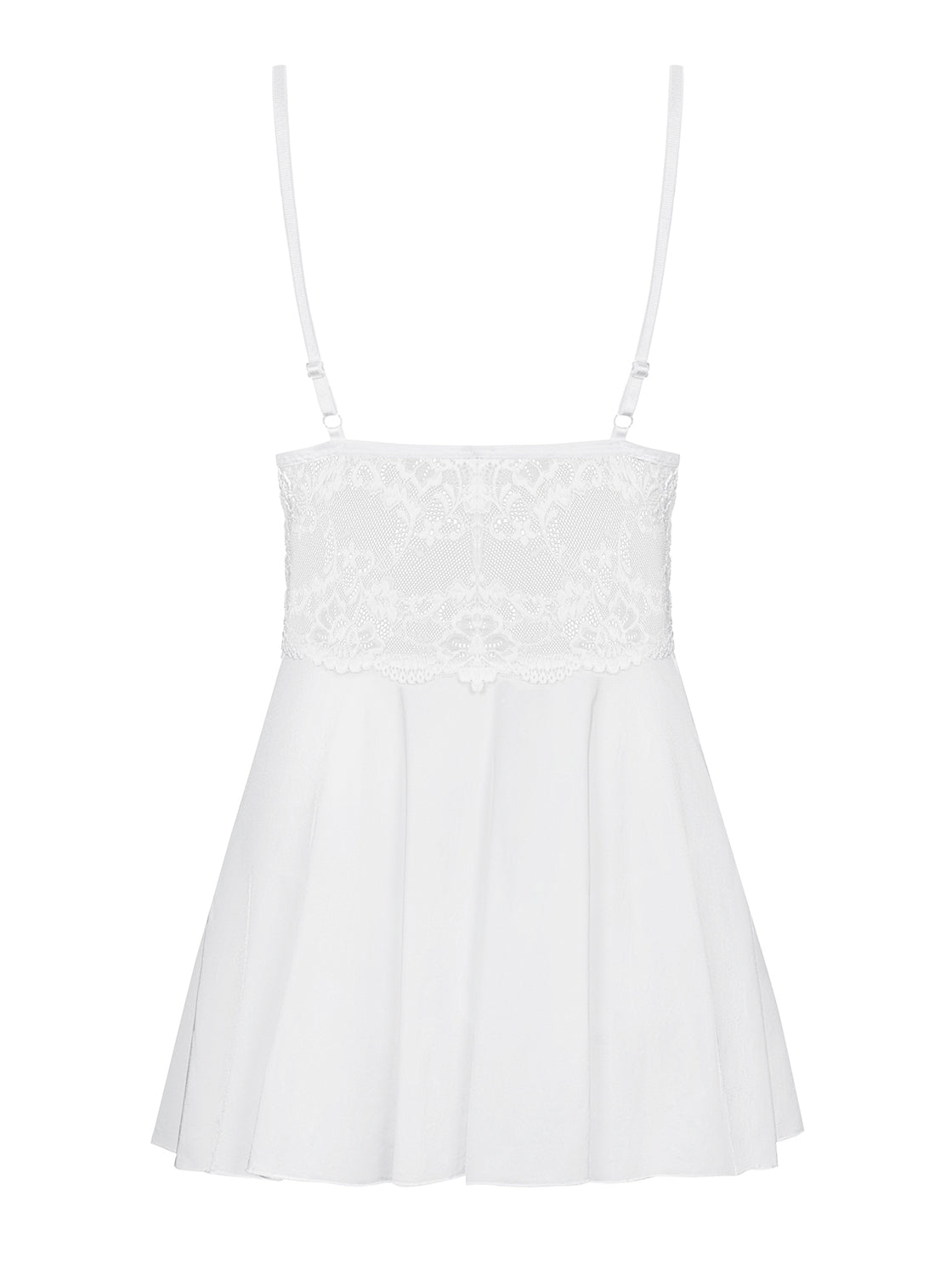 Babydoll Obsessive din dantelă albă cu tanga S/M
