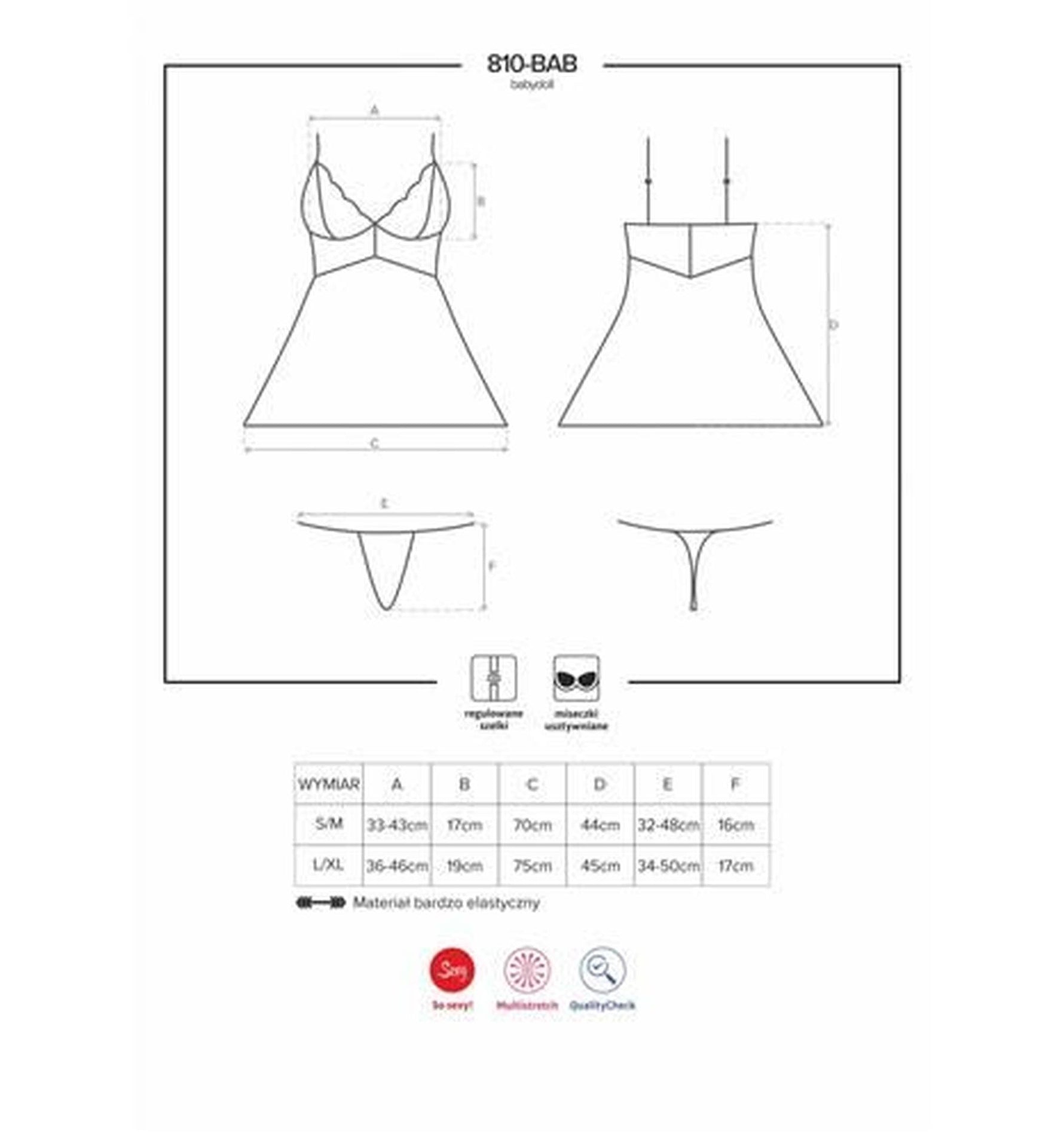 Babydoll Obsessive din dantelă cu tanga alb L/XL