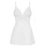 Babydoll Obsessive din dantelă cu tanga alb L/XL
